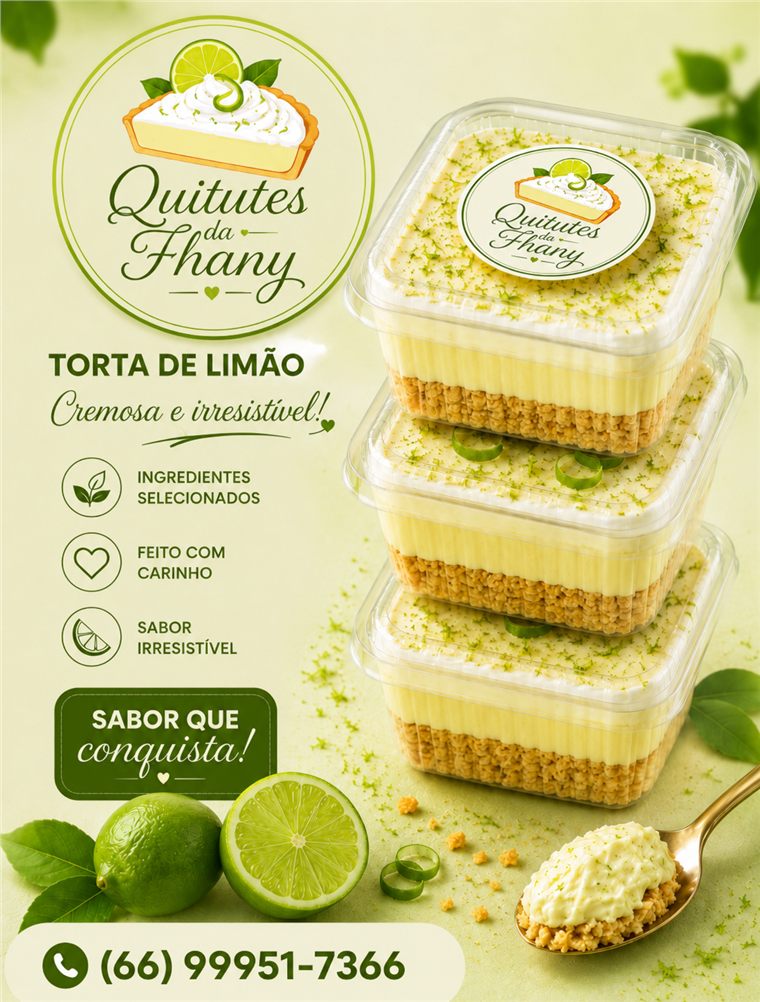 Arte promocional Quitutes da Fhany para torta de limão